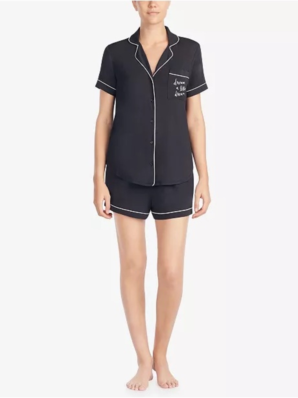 Black Pajama Set with White Piping : Kate Spade, dream a little dream